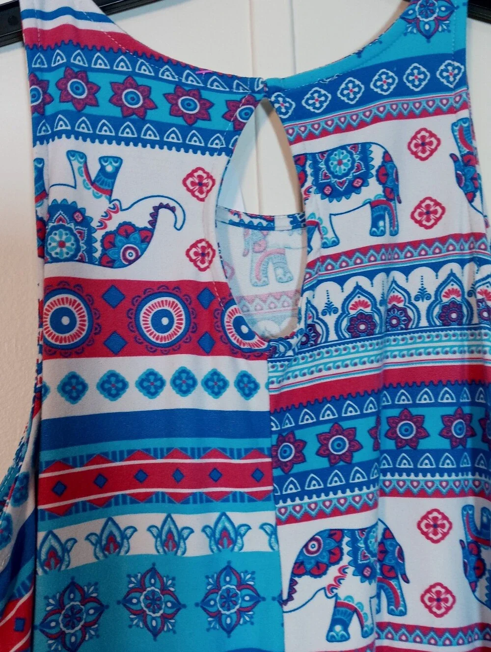 Bobbie Brooks Medium boho Style Teal Elephant Print Sleeveless Nightgown